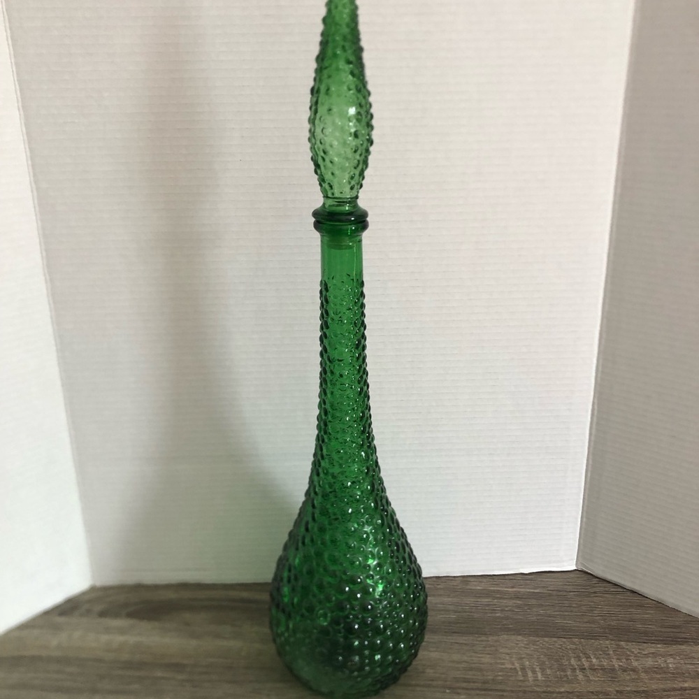 Vtg Empoli Italy Hobnail Genie Bottle with Stopper
